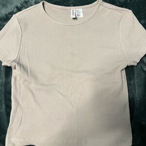 H&M Light Ribbed sage green Short Sleeve Top
